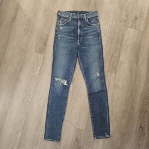 Citizens Of Humanity Chrissy High Waist Distressed Skinny Jeans